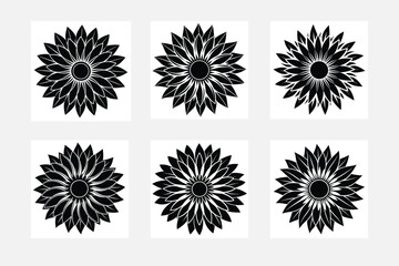 Fototapeta premium Minimal sunflower silhouette on white background artwork set for contemporary spaces 