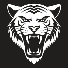 Tiger Font Face Logo Minimalist Silhouette Vector