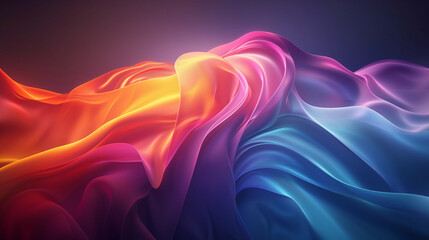 Fototapeta premium Colorful abstract silk fabric flowing elegantly in a blend of warm and cool shades