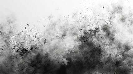 Charcoal black particles.charcoal particles on white background, abstract powder, black powder white background , PNG