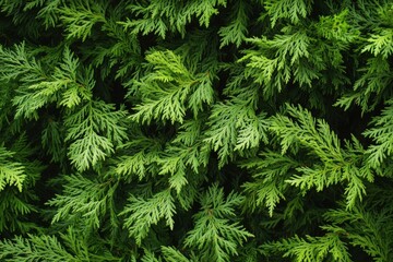 Vibrant thuja leaves and branches form an organic setting with a classic touch, ideal for serving as a blank canvas image