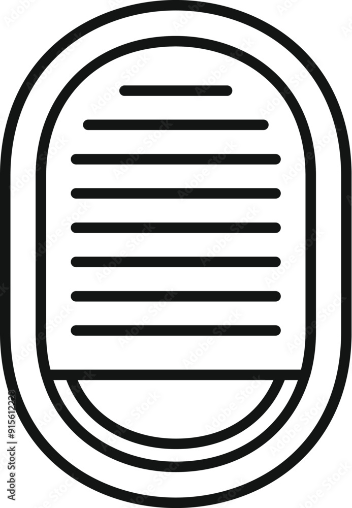 Aufkleber simple line icon of an airplane window with a closed oval window blind, representing privacy and rel
