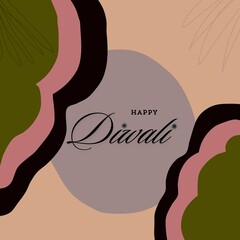 Happy Diwali Poster vintage style. Indian festival of lights Design. Suitable for Greeting Card, Banner, Flyer, Template.