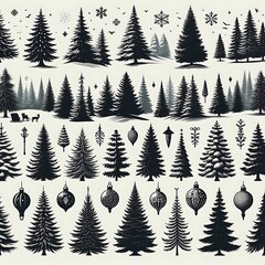 Obraz premium Christmas tree set 