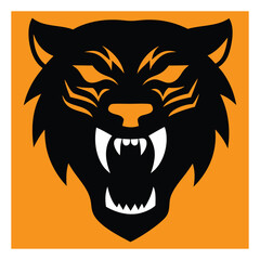 Tiger Font Face Logo Minimalist Silhouette Vector