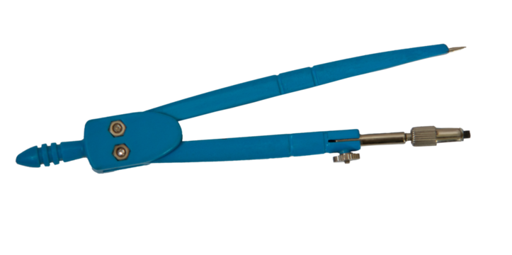 Blue compass isolated on a white background.