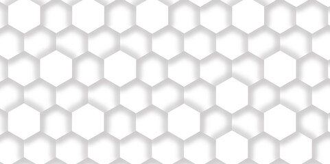 Abstract pattern with hexagonal white and gray technology line paper background. Hexagonal 3d vector grid tile and mosaic structure simple style hexagonal graphic concept. Futuristic surface design.