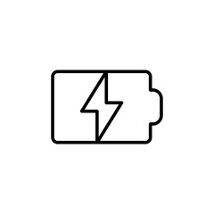 Battery charge icon. Simple outline style. Recharge, full, power, charger, electric, energy low, alkaline, energy, technology concept. Thin line symbol. Vector illustration isolated.