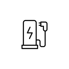 EV charging station icon. Simple outline style. Power supply station, charge, electric vehicle, green energy, technology concept. Thin line symbol. Vector illustration isolated.