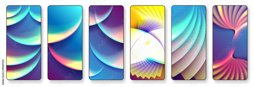 Aufkleber set of elements vibrant gradient square shapes design template can be used for mobile phone screen w