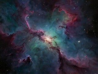 Obraz premium Endless space background nebulas and clouds in purple and blue design, stars, planets and orbits in astronomical illustration