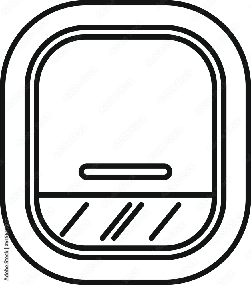 Poster simple line drawing of an airplane window closed with the no smoking sign illuminated