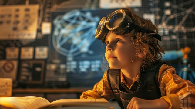 Child in engineer's gear, dreaming big and working towards learning goals.