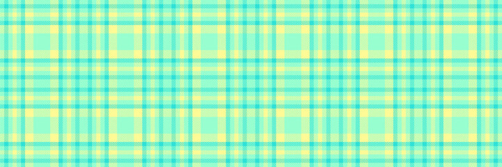 Ornament tartan texture vector, french textile check seamless. Factory plaid fabric pattern background in mint and yellow colors.