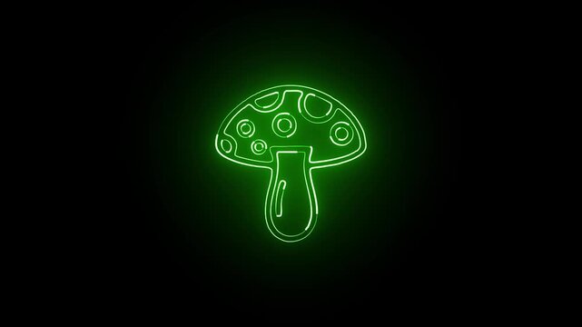  Mushroom icon animation . Natural food. Foraging edible mushrooms. Black background