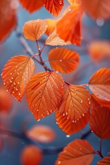 Obraz premium Blurred background of red maple leaves with bokeh effect,atmosphere of autumn wallpaper.