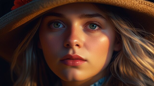 Portrait of a beautiful girl in a hat