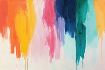 A vivid, expressive abstract painting with vibrant upward brushstrokes in varied colors, evoking a sense of dynamic energy and movement on a neutral background.