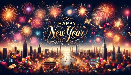 Happy New Year: Stunning Unique and Elegant New Year Design for Cards, Greetings, and Print - Celebrate with Creative, Festive, and Eye-Catching Messages
