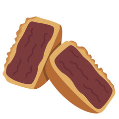 Mooncake Slices Chinese Traditional Cake Isolated on White Background