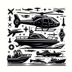 helicopter silhouettes set
