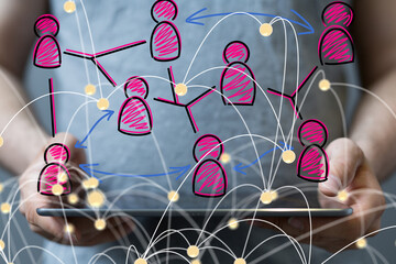 Abstract technology group and data 3d