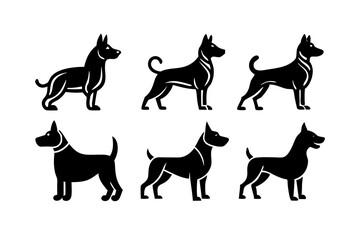 Dog Icon Vector Line Art Silhouette, Minimalist Canine Outline Illustration