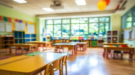 A Blurry image of elementary school classroom