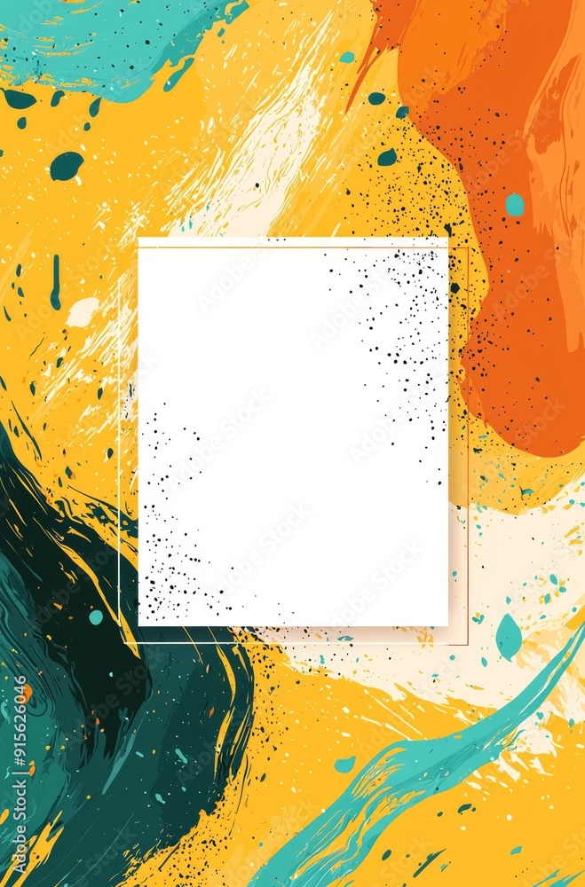 Poster abstract colorful background with paint splashes and blank white space for text
