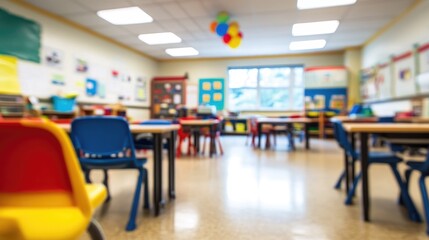 A Blurry image of elementary school classroom
