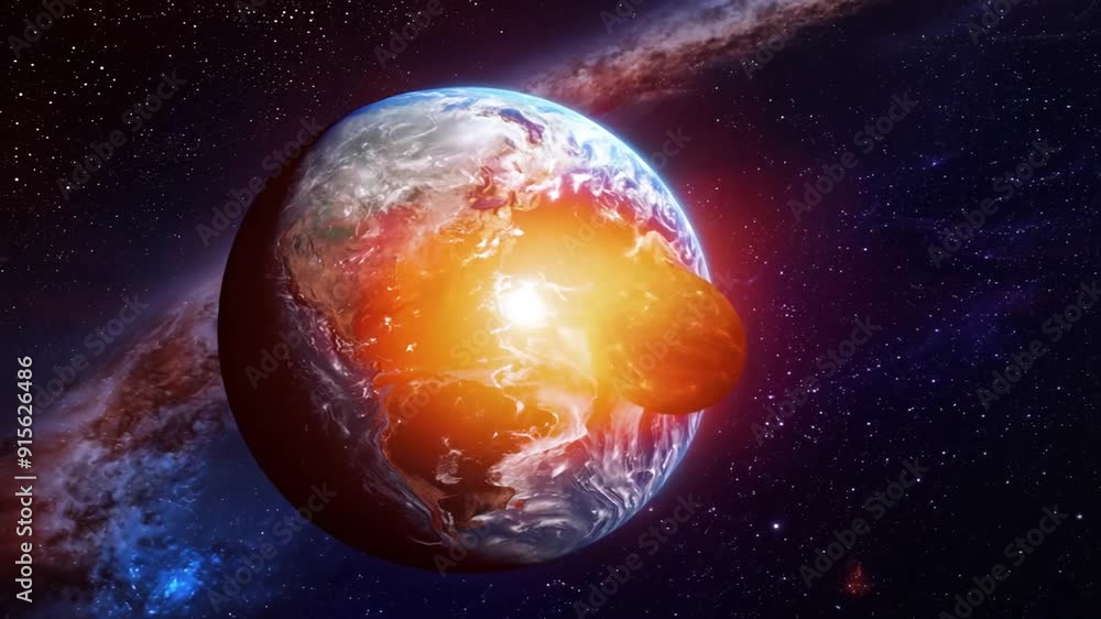 Poster explosive cosmic event with planets in a vibrant galaxy generative ai