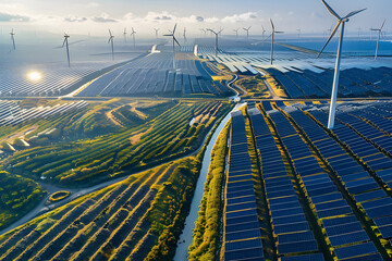 Solar photovoltaic panels and wind power installations