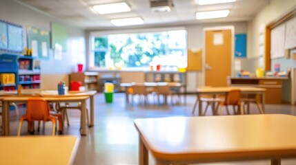 A Blurry image of elementary school classroom