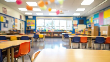 A Blurry image of elementary school classroom