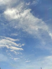 The sky is blue and cloudy