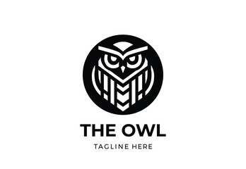 Negative Space Owl Logo. Negative Space Owl Icon. Geometric Negative Space Owl Logo or Icon on White Background
