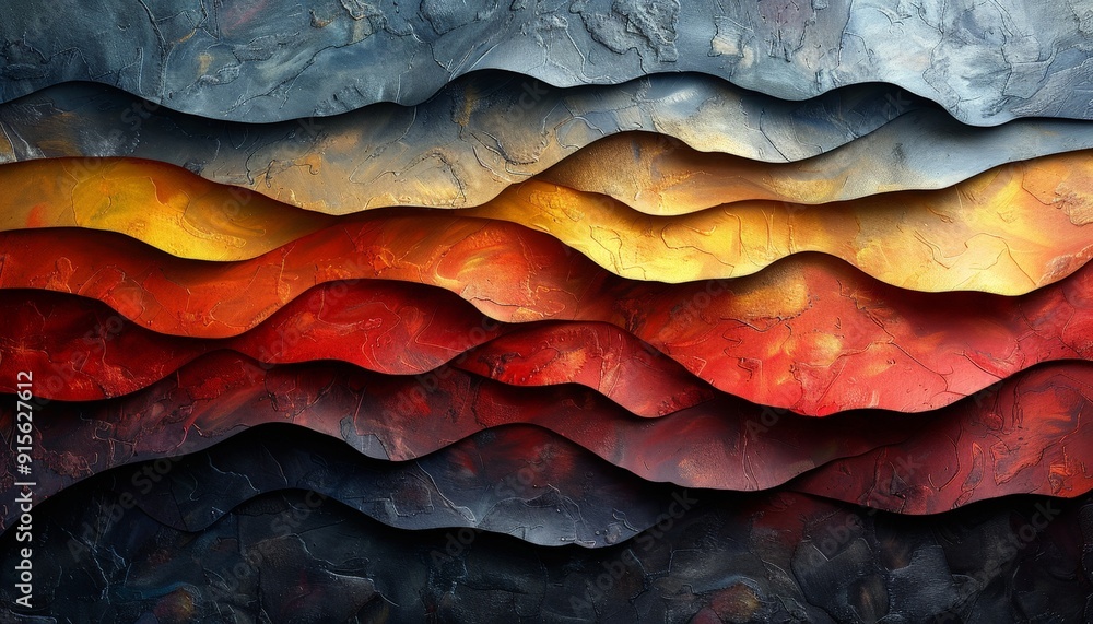 Wall mural Layered abstract background with rich colors and intricate textures