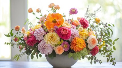 Obraz premium Beautiful arrangement of assorted flowers in a bright and cheerful display, highlighting their natural beauty