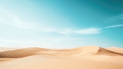 Captivating desert view with tranquil sand dunes and a serene, cloudless sky