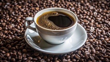 Fototapeta premium Steaming Freshly Brewed Cup of Coffee on Table