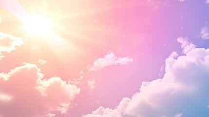 Bright sunbeams sky in pastel shades