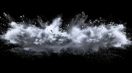 Monochrome Powder Explosion Against Black Background..