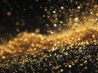 Fototapeta premium Golden Glitter Falling on Black Background
