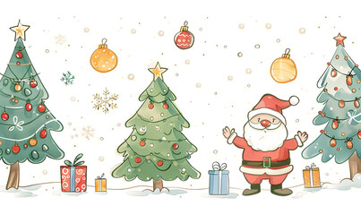 New Year and Christmas card, graphic advertising backgrounds in a doodle 2D illustrator style.