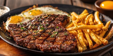 Steak and Eggs with French Fries