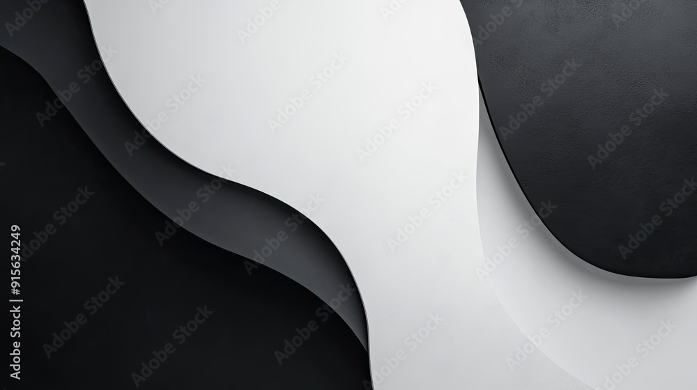 Aufkleber minimalist abstract background in white and black with geometric shapes and soft gradients