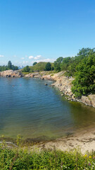 Fototapeta premium foggy day over UNESCO Suomelinna island in Helsinki Finland on summer day