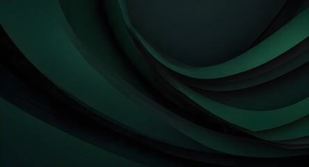 Modern simple dark green and black abstract background for wide banner. Luxury dark green background with overlap 3D layer
