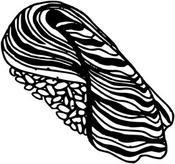 Obraz premium Sketch Sushi and rolls. Japanese traditional cuisine dishes nigiri, tamago, sashimi, uramaki,, temaki, futomaki. Perfect for asian restaurant, shop menu, logo, social media, web design, packaging 