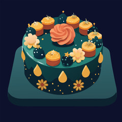 Cake for birthday, ceremony, event, celebration vector